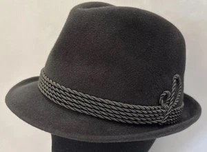 Vintage German Mens Hat Ottmar Reich Seit Charcoal Black Alpen Velour 53cm - Picture 1 of 22