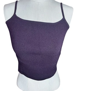 Express gerippter Pullover Cami Tank Top Spaghettiträger eckiger Ausschnitt pflaume lila SM - Bild 1 von 5