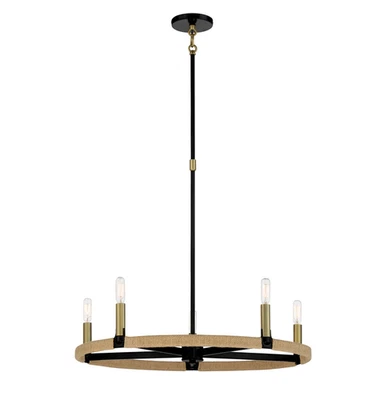 Minka Lavery 3865 Windward Passage 5 Light 27"W Ring Chandelier Coal Soft Brass - Image 1 of 4