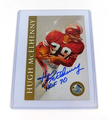 Hugh McElhenny Signed 1998 Pro Football Hall of Fame 4x6 Gold Card Giants Auto - Image 1 of 2