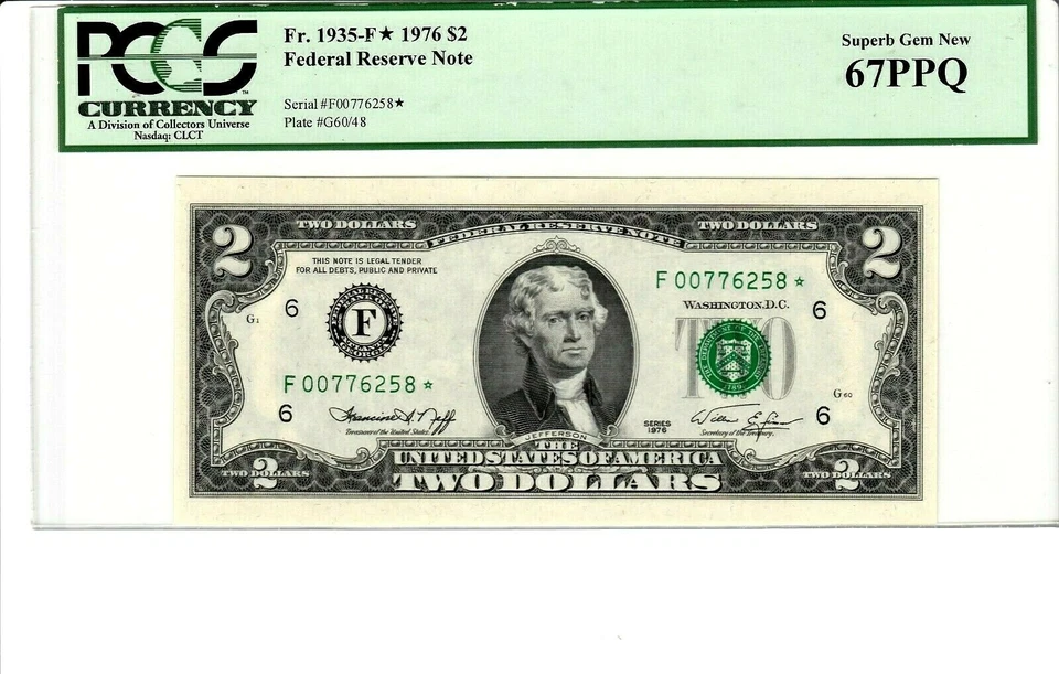 $2 DOLLARS 1976  FEDERAL RESERVE STAT NOTE  LUCKY MONEY VALUE $280 - Image 1 of 2