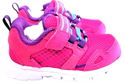 NUEVO EN CAJA~ZAPATOS DEPORTIVOS PARA NIÑAS STRIDE RITE rosa/púrpura/verde azulado~5Tw~antideslizantes~LAVADO A MÁQUINA Foto 1 de 4