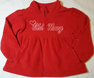 Old Navy Baby Girl Peplum HEART Pullover Shirt 1/2 Zip Fleece Red, 18-24 month - Picture 1 of 5