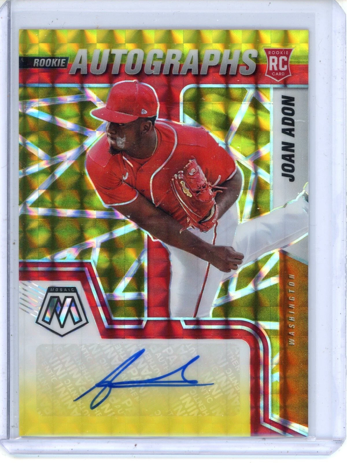 2022 Mosaic Holo Choice Fusion Red & Yellow Prizm 8/88 Joan Adon Rookie Auto RC