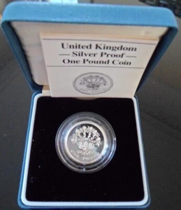 Moneta Argento Proof £1 1986 Una Sterlina Cardo Scozzese Royal Mint SCATOLA + COA - Foto 1 di 5