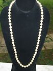   Vintage Estate Jewelry Retro Faux Pearl Beaded Gold tone Strand Necklace 30