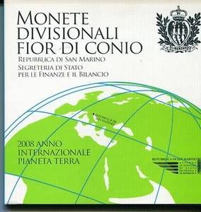 SAN MARINO, Complete set 9 pcs, San Marino, 2008 & 5-Euro Silver, UNC - Picture 1 of 2