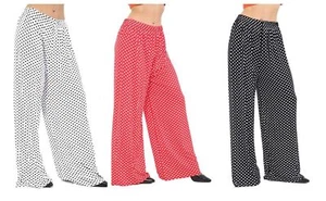 NEU DAMEN PALAZZOHOSE DAMEN GEPUNKTET WEITES BEIN BAGGY HOSE ÜBERGRÖSSE 8-26 - Bild 1 von 4