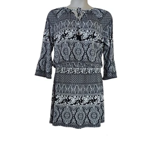 White House Black Market Multiprint Boho Style Drop Waist Dress EUC - Size 14 - Picture 1 of 11