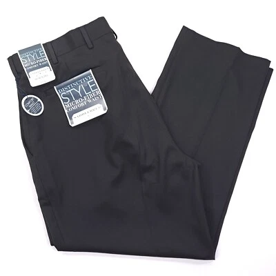 Saddlebred Distinctive Style Black Dress Pants Micro-Fiber Comfort Waist - 40x29 - Image 1 of 4