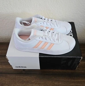 Tenis Adidas Big Girls VL Court 2.0 K, colores blanco/pink, talla 3 M (US) - Imagen 1 de 6