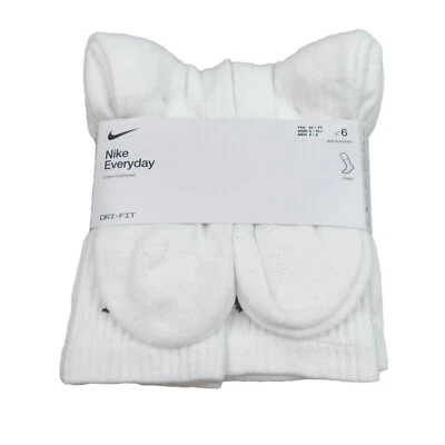 Nike Everyday Cushion Crew Socks White 6 Pack Women's 6-10 / Youth 5Y-7Y NEW - Image 1 of 4