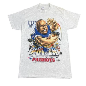 Vintage 90s New England Patriots T-Shirt Herren Medium Grau Ben Coates Karikatur - Bild 1 von 9