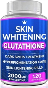 SKIN WHITENING GLUTATHIONE 2000mg Per Serve Brightening Lightening Pills 120 Cap - Picture 1 of 5