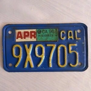California Motorcycle License Plate 1969 - 1982 Blue CA MC 7"x 4"- 4/96 tags Vtg - Picture 1 of 7
