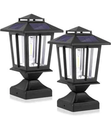 SmartYard Metal Solar Post Lights 4X4 Outdoor, Waterproof Fence Post Lights 2 PK