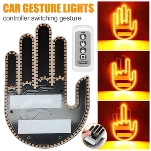 Finger Gesture Light with Remote LED Car Back Window Funny Sign Hand Light UK - Picture 1 of 14
