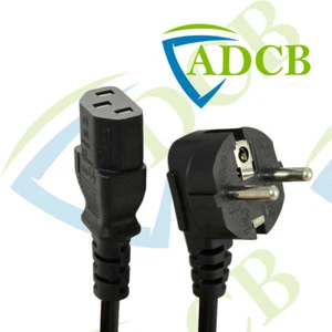 European Mains Plug Monitor PC Power Cable to IEC KETTLE C13 LEAD EU 2 PIN EURO - Picture 1 of 3
