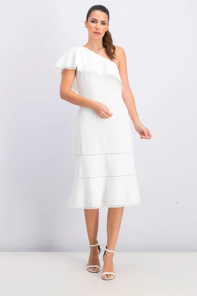 Lauren Ralph Lauren Womens Janicia White Crochet-trim Sheath Dress 8 BHFO 9963