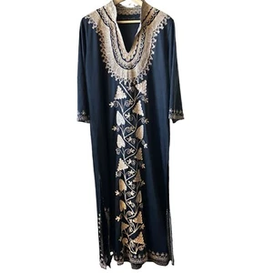 Embroidered patio Dress Black With Gold Size small - Picture 1 of 5