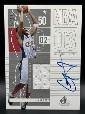 2002-03 UD SP Game Used Authentic Fabrics Silver On Card Auto Corey Maggette NM - Image 1 of 4