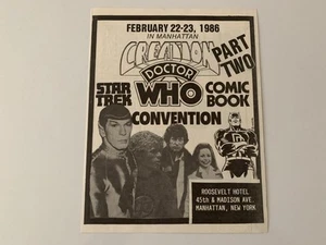 Creation Part Two Star Trek Doctor Who Comic Book Feb 22-23, 1986 Brochure - Picture 1 of 4