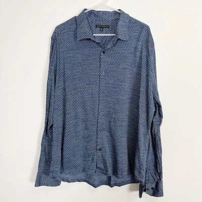 Robert Barakett Knit Shirt Mens XL Blue Button Up Long Sleeve Patterned NWOT NEW - Image 1 of 4