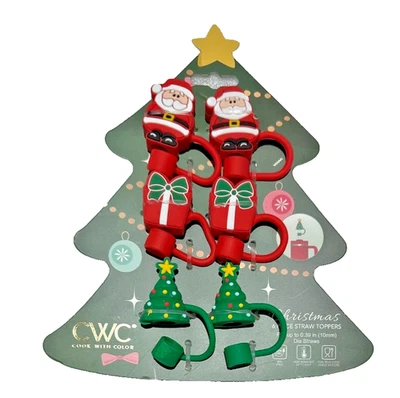 6 adornos de paja de Navidad CWC 2025 10 MM árbol 🌲, paquete 🎁, Santa Claus 🧑‍🎄 Foto 1 de 3