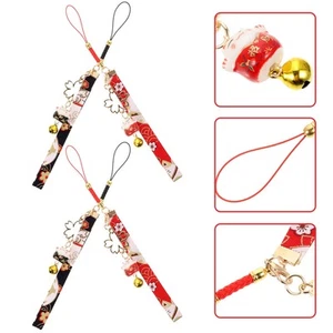 4 Pcs Lucky Cat Pendant Charm for Mobile Phone Fortune Decors Rope - Zdjęcie 1 z 12