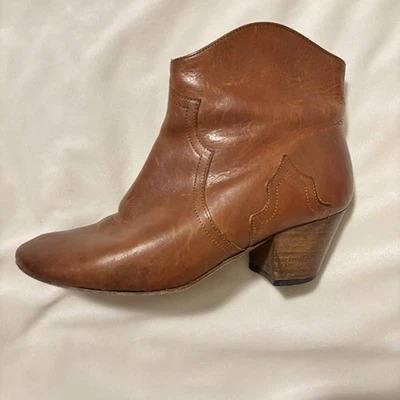 Isabel Marant Talla 6 Mujer Botas Botines Cuero Marrón Grueso Tacón Occidental Foto 1 de 4