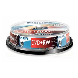 PHILIPS 10x DVD+RW 4,7GB 120min Video 4x Cake Box - Bild 1 von 1