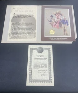Official John Wayne Medallion 24 K Gold Plated 1979 with Certificate - Picture 1 of 9
