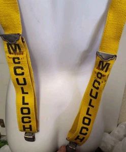 Vintage McCulloch Chainsaw Gas and Oil Logger Suspenders Yellow Rare Find!!! - Picture 1 of 5