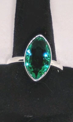 Anillo enchapado en plata con piedras preciosas de corte marqués de diopsido cromado talla 9 increíble hecho a mano nuevo Foto 1 de 4