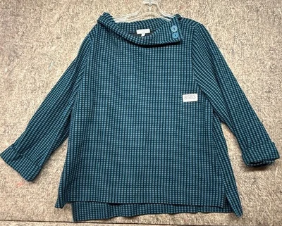 Habitat Sweater Womens Pullover knit Texture Button Blue Black Size XL - Image 1 of 4