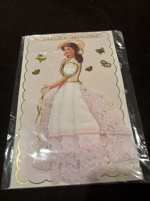 Vtg Southern Belle Hanky Handkerchief Card White Lace Pink Dress Intl Cosmetics - Image 1 of 4
