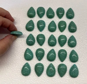 26 Cabochon Kunststein Spinnennetz grün Träne 25 mm x 18 mm - Bild 1 von 1
