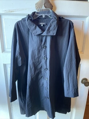 Bergdorf Goodman eskandar NWT High Low Taffeta Hooded Coat 0 Black - Image 1 of 2