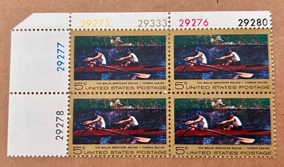 Scott #1335 Thomas Eakins, 1967 US 5c Stamp Block, mnh, og vf - Image 1 of 2