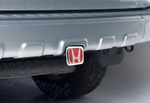 Red Honda Hitch Cover Cap For 2" Trailer Tow Receiver Stainless Steel - Picture 1 of 3