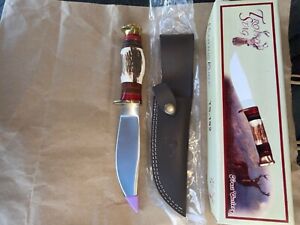 **SUPER NICE** Trophy Stag Hunting Knife #TS-192 w/ Leather Sheath NEW!!!