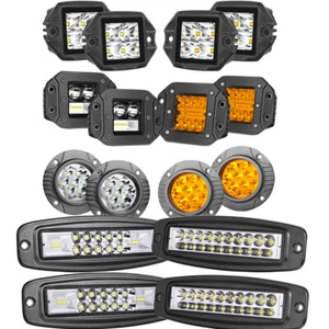4" 5" 6" Flush Mount Quad Row LED Cube Pods Work Light Bar Combo Bumper Backup  - Picture 1 of 54