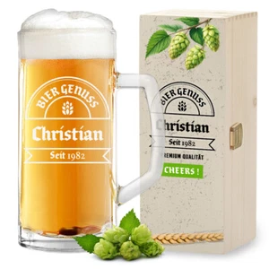 Jarra de Cerveza 0,5L Y Caja Madera Personalizada - Regalo para Hombres - Pils - Imagen 1 de 99