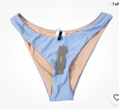 J Crew Women’s Curved Waist Cheeky Bikini Bottom Blue Size Medium BC125 NWT - Image 1 of 4