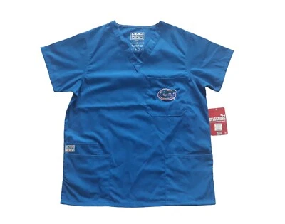 Royal Gel Scrubs Size XS 6891 Gators Embroidered Logo Blue 3 Pockets Scrub Top - Image 1 of 4