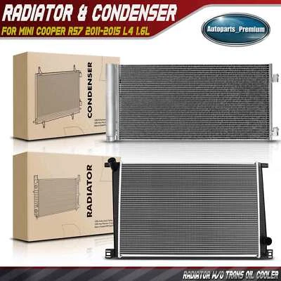 Nuevo kit de refrigeración de radiador y condensador de CA para Mini Cooper R57 2011-2015 L4 1,6 L Foto 1 de 4