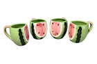 Vintage vier handbemalte Keramik Wassermelone Becher markiert R.G.D 1983