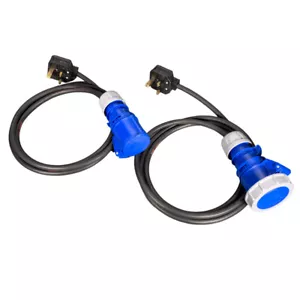 Enchufe de 13 amperios a enchufe de 16 amperios - a prueba de salpicaduras + conectores impermeables | Resistente - Imagen 1 de 16