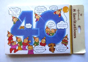 Hallmark Birthday Invitations 8 Cards 40 Years Old NEW Vintage Illustrated Humor - Picture 1 of 9