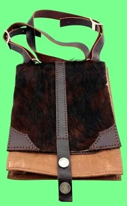 STICKMAN Leather & Animal Fur Satchel Bag w/ Buffalo Nickle Button Some Wear - Bild 1 von 8